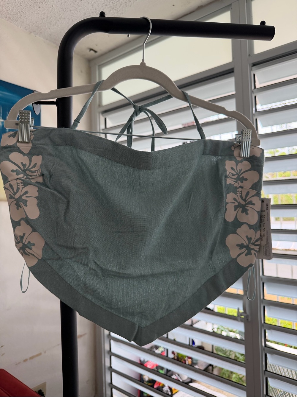 Rip Curl Light Teal Floral Bandana Crop Top